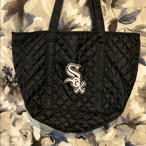 Chic Black Quilted Tote with Embroidered Logo